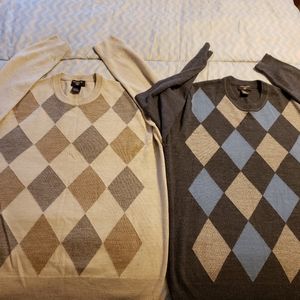 2 Men's Dockers crewneck Argyle sweaters